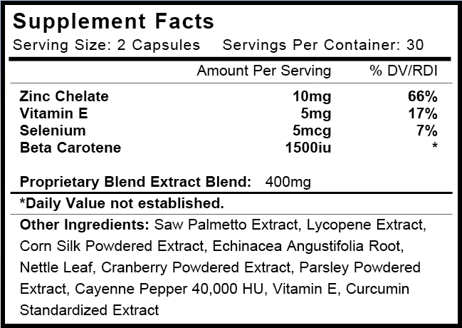 prostacet-ingredients-label