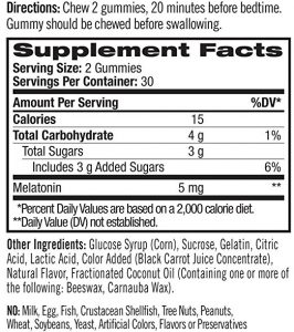 Natrol Melatonin ingredients