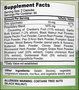 aSquared Nutrition Parasite ingredients