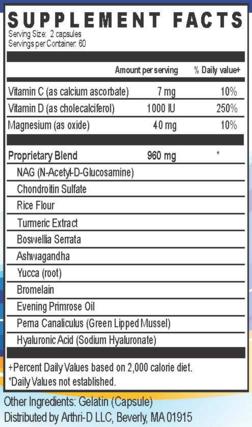Arthri D ingredients