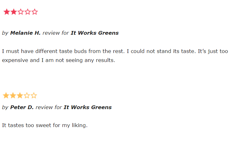 It Works Greens reviews