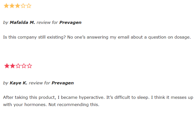 prevagen reviews from amazon