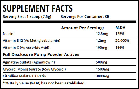 Pump Powder ingredients